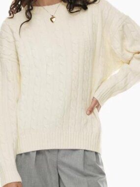 Aritzia Sunday Best Women's Cream Cable Knit Sweater